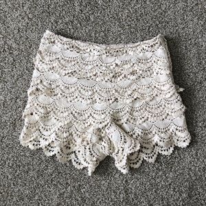 High Waisted Crocheted Lace Shorts